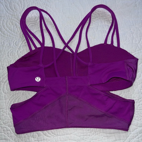 LULULEMON EXQUISITE CUT OUT STRAPPY BRA ULTRA VIOLET PINK PURPLE COLOR SIZE 6 - Picture 3 of 6